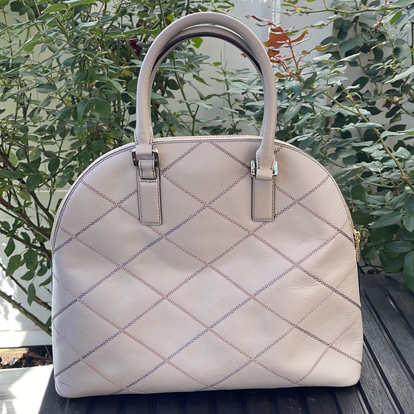 Tory Burch Robinson Stitched Taupe Dome Satchel - Picture 11 of 17